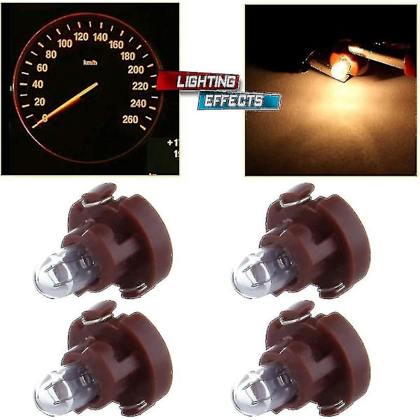 4-pack med utbyteslampor för instrumentpanel, instrumentbräda, AC-panel, mittkonsol, varmvita T3 Neo Wedge halogenlampor 12V