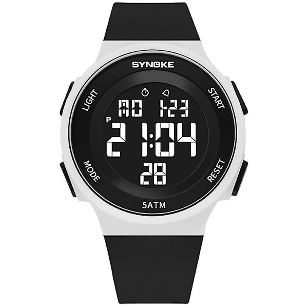 Silikonklocka för damer, utomhussportsklocka, elektroniska klockor, LED-digital, 50 m vattentät, klocka för män, Relogio Feminino 2022 Swim white-Black