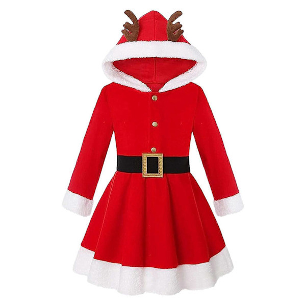 Juldräkt Julklänning Älg Huv Juloutfits Elegant Höst Vinter 110cm