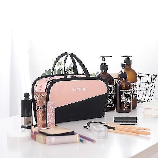 Reisekosmetikkveske for damer, dobbel transparent vaskepose
