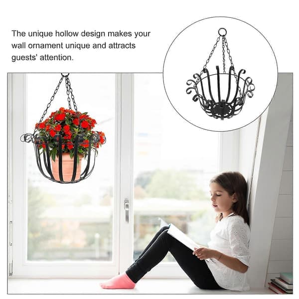 Hängande korgdesign Blomhållare Järnväggprydnad Växtdisplayställ