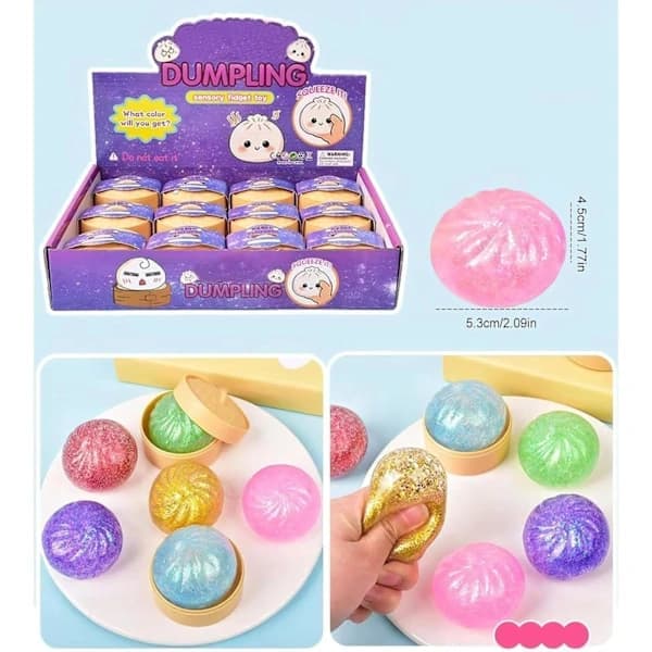 Mystisk dumpling-formet myk og søt adventskalender, glitrende dumpling-formet stressball (voksenstørrelse), gigantisk mini myk og søt dumpling
