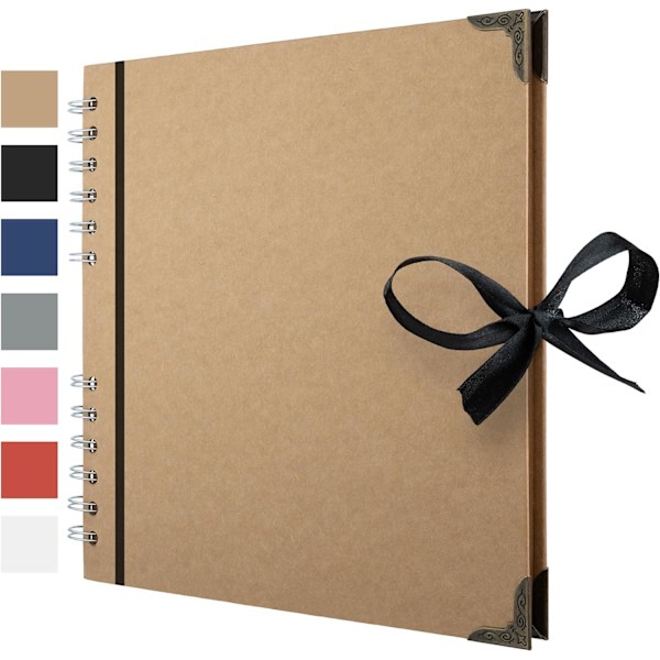 Scrapbog Album 60 sider (21 x 21 cm) brun tykt kraftpapir scrapbog perfekt til dine scrapbooking kunst- og håndværksprojekter Khaki