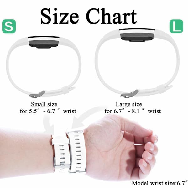 Fitbit Charge 2 silikonarmbånd 3-pakning (S) Svart/Grå/Hvit Black/Grey/White