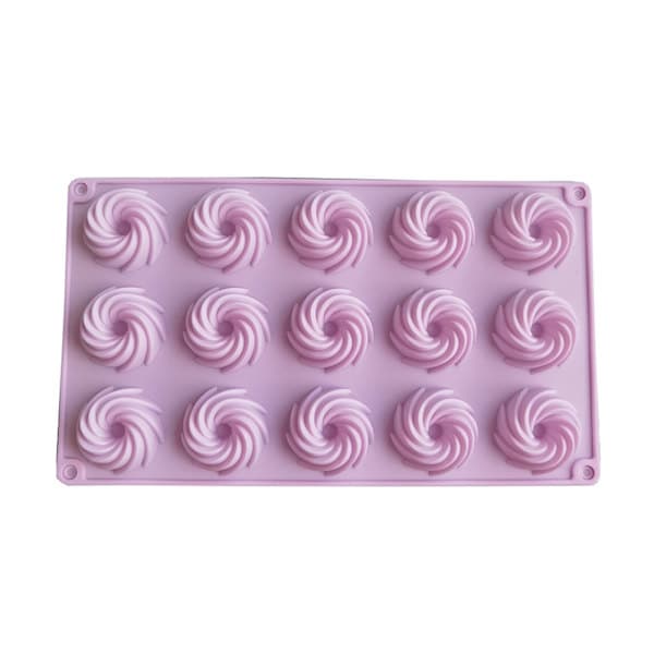 15 Huller Spiralform Silikoneform Mousse Dessert Bagning Pink one size Pink