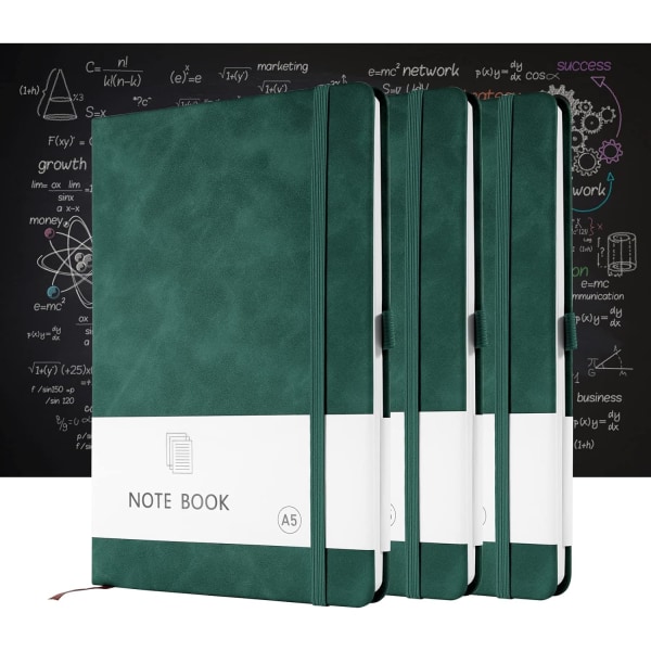 A5 anteckningsbok, PU-läder, 200 sidor (100 ark)-grön