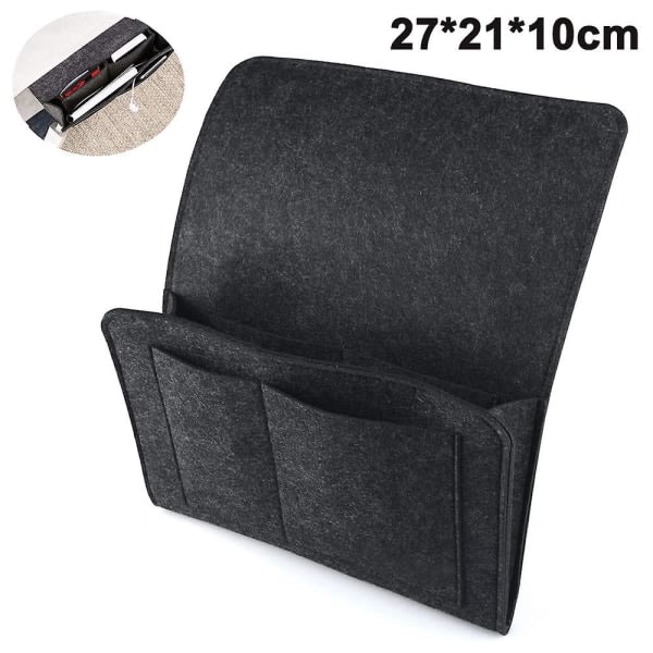 Bedside Sofa Desk Felt Hanging Organizer Bag With 5 Pockets For Holds Tv Remotes, Magazine, Books, Cell Phone, Glasses, Ipad