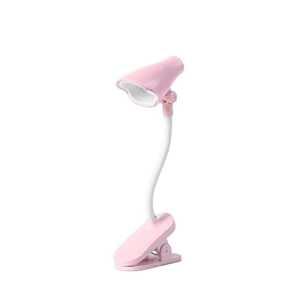 Skrivebordslampe, 360 graders rotasjon, klips-på-lampe, bærbar leselampe, klemme på skrivebord/bord/køyeseng/skap, hjemmebelysning Pink A