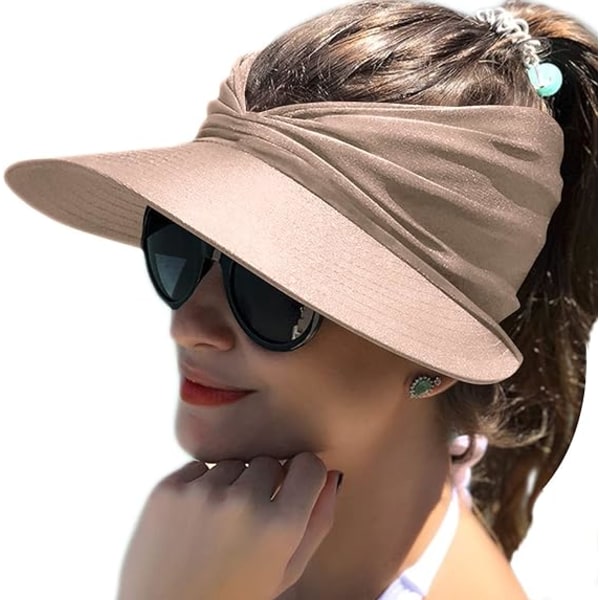 Kvinners Sol Visor Hat Bred Bremskjerm UV Beskyttelse Sommer Toppløs Strand Hat Foldbar Hurtigtørkende Solbeskyttelse Strand Sport Cap Pink