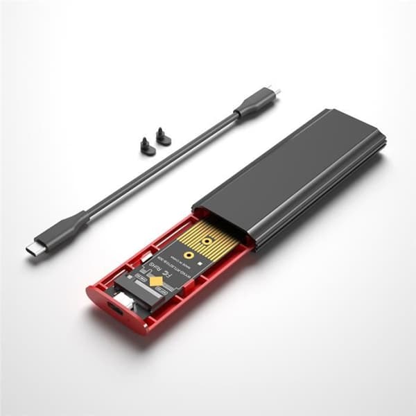 M.2 SSD NVMe-kabinet M.2 til USB 3.1 SSD-kabinet til M.2 PCIe NVMe M Key 2230-2242-2260-2280 værktøjsfri adapter, sort