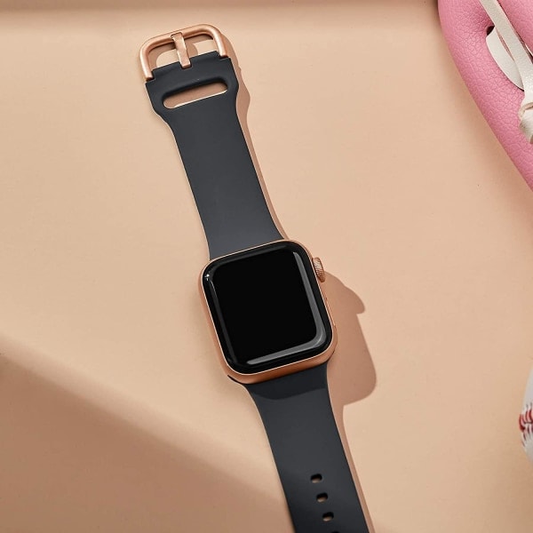 Kompatibel med Apple Watch-armband 41mm 40mm 38mm, mjuka silikon sportarmband ersättningsrem med klassiskt spänne för Iwatch Series Watch 7 6 5 4 3 2