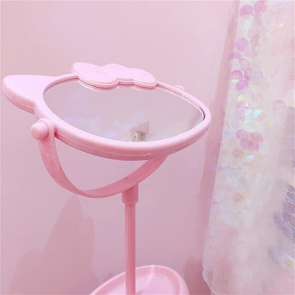 Bordsspejl, Kitty Cat Form - Kawaii & Vanity Makeup Spejl Til Dig I Badeværelset Eller Soveværelset - Pink, Fødselsdagsgave Til Hello Kitty Fans
