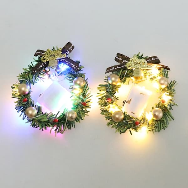 1:12 1/6 Dukkehus Miniatyr Julekrans med Lys Dukker A2 Onesize A2