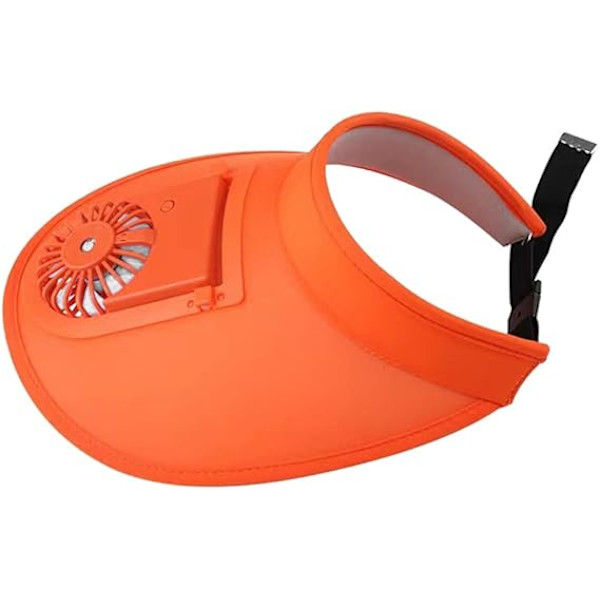 Solskydd keps med fläkt bred brätte strand keps kylning sol UV-skydd keps tom topp solhatt med justerbart elastiskt spänne Orange