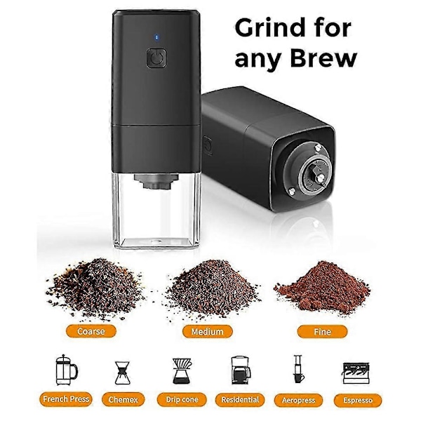 Uppgraderad Portabel Kaffekvarn - Liten Elektrisk Kaffebönskvarn 1300MAh Uppladdningsbar Espressokvarn, A
