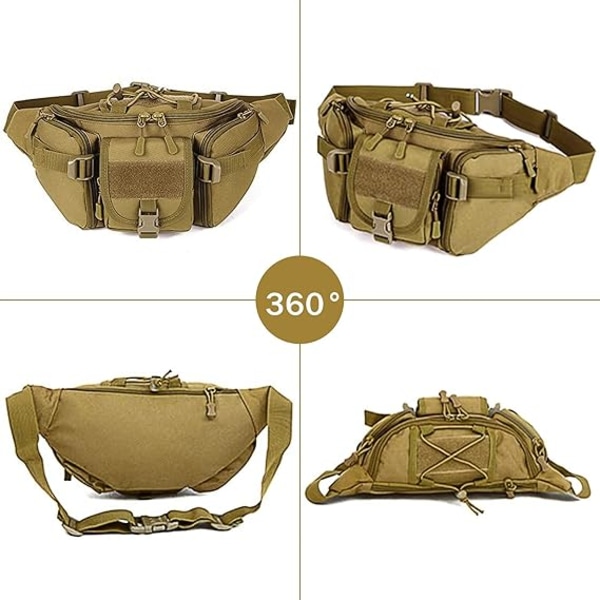 Taktisk midjeväska Militär midjeväska Bumbag Fanny Pack för utomhuspromenader Löpning Vandring Camping, Brun