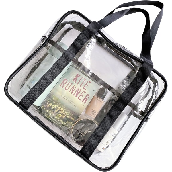 Genomskinlig Tote Bag Transparent Kosmetisk Makeup Toiletry Bag Lätt Vattentät Organizer Stor Förvaring Black