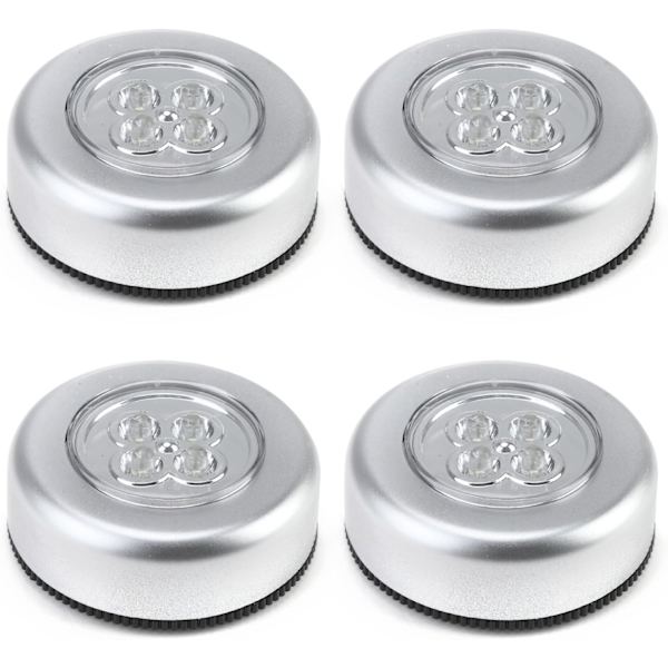 4 stk. Touch-aktiverede LED-push-lys, trådløse touch-natlys, batteridrevne tap-touch-lamper, underskabslys