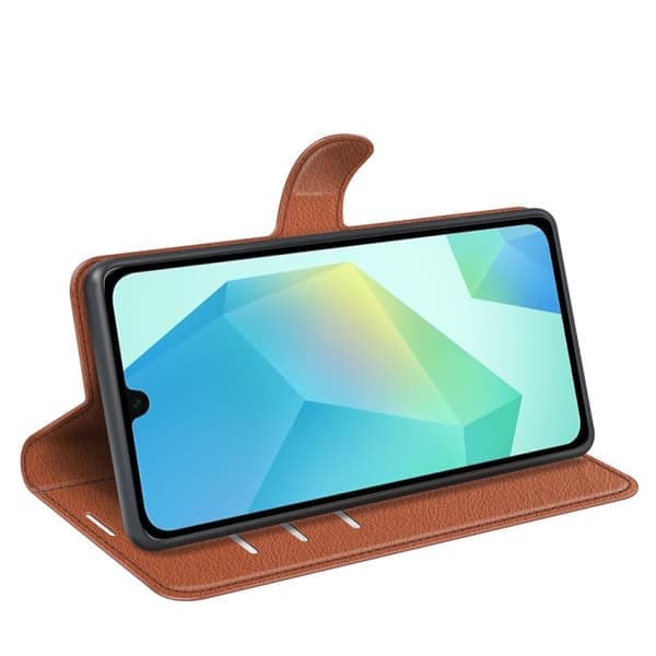 Samsung Galaxy A17 5G Litchi tekstur deksel og flipstativ [JUN] Brun