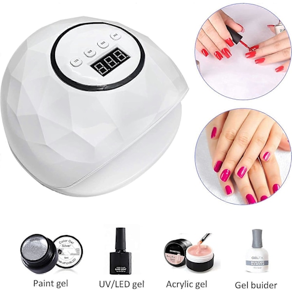 UV LED Neglelampe, Raskere Negletørker for Gel Polish, Negleherdelampe med 4 Timerinnstillinger, Auto Sensor LCD-Skjerm for Fingernagler og Tånegler
