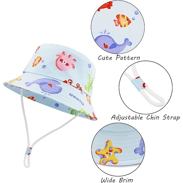 Sommar solhatt, strandhatt i ren bomull, unisex tecknad djur frukt panering bläckfisk octopus