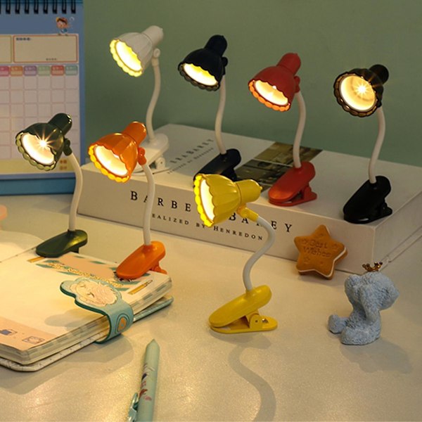 Skrivebordslampe, 360 graders rotasjon, klips-på-lampe, bærbar leselampe, klemme på skrivebord/bord/køyeseng/skap, hjemmebelysning Pink A