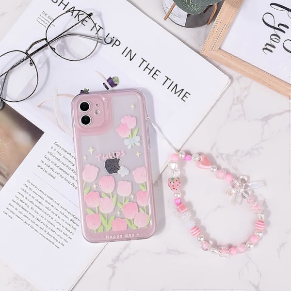 Kompatibel med iPhone 7 Deksel, iPhone 8 Deksel, iPhone SE 2020/SE 2022 Deksel Blomst og Tulipan Design Søt Sløyfe Jordbær Perlekjede Slank Myk TPU Telefon color A iPhone 12-6.1 inch