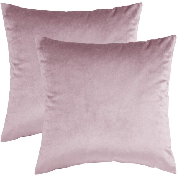 Fløyel putetrekk 18 x 18 tommer dekorative putevar 45 x 45 cm for sofa soverom stue 2-pakning Blush Pink 18x18 Inches