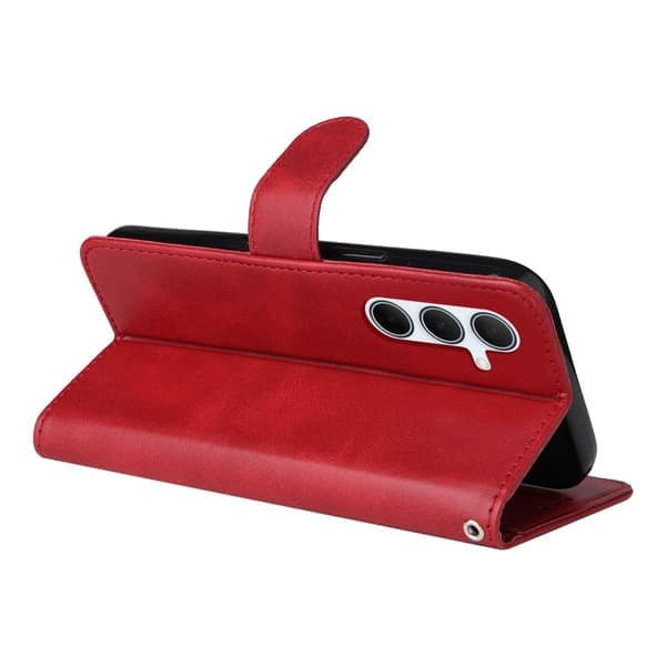 SKALO Samsung A56 5G PU Læder Wallet Case - Flere Farver Rød Red R\u00f6d