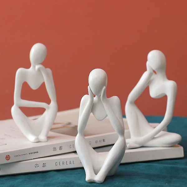 Modern Tänkare Staty Abstrakt Skulptur Mini Ornament Heminredning Hantverk Figurin #yg White Right Thinking