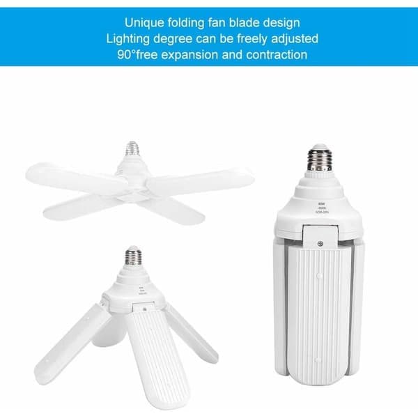 LED Loftlampe, 60W E27 AC95-265V Fire Super Lyse LED Loftslamper, Foldbar Ventilatorlampe