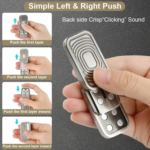 Fidget Slider Legetøj i Metal, EDC Fidget Legetøj til Voksne, Stresslindring mod Angst{da}