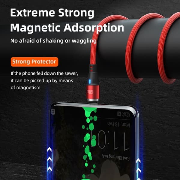 2-pakning USB-C 2m 3-i-1 Magnetisk Ladekabel 60W Hurtiglading Svart