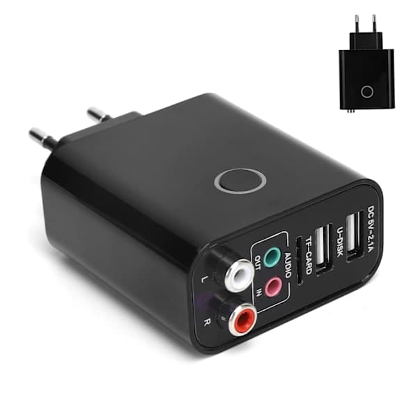 2-i-1 Bluetooth 5.0 Mottaker Sender Trådløs Lydadapter APP-Kontroll 110-240V Fjernkontroll EU-Plugg