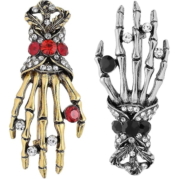 Brocher Pins, Krystal Brocher Skelet Hovednåle Til Kvinder Til Damer Vintage Punk 2PC