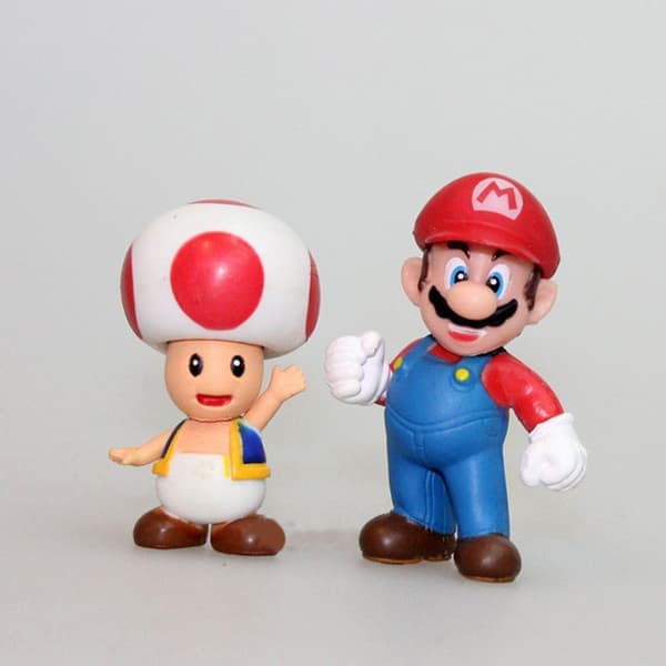 Set med 6 Super Mario dekorativa skrivbordsfigurer, bedårande leksaksfigurer, perfekt present.
