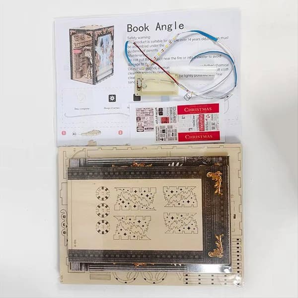 3D Træpuslespil Magic Book Nook Support Sæt Miniature Dukkehus Bibliotek Bogstøtter Legetøj til
