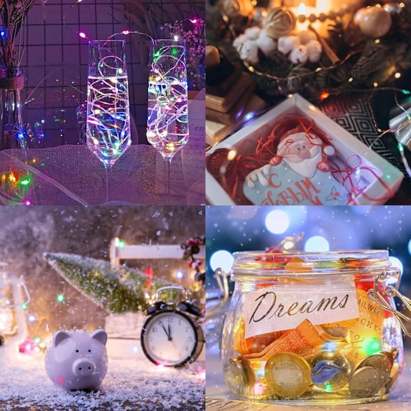 Batteridrivna LED-ljusslingor, 3-pack 2M 20 LED Micro Wire Fairy String Lights för sovrumsburkar Glasbröllopsfest Multicolour 3pcs