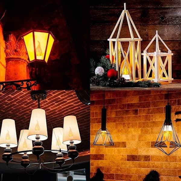 4-pakning 3W E14 LED-pære med flammeeffekt, 3 lysmoduser, dekorativ lampe