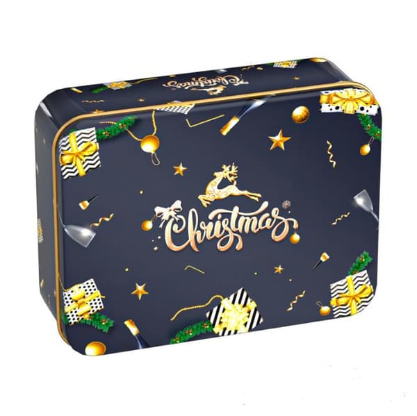 2025 Julklappsförpackning häst plåtlåda rektangulär / rund julgodis plåtlåda 12*9*4cm B