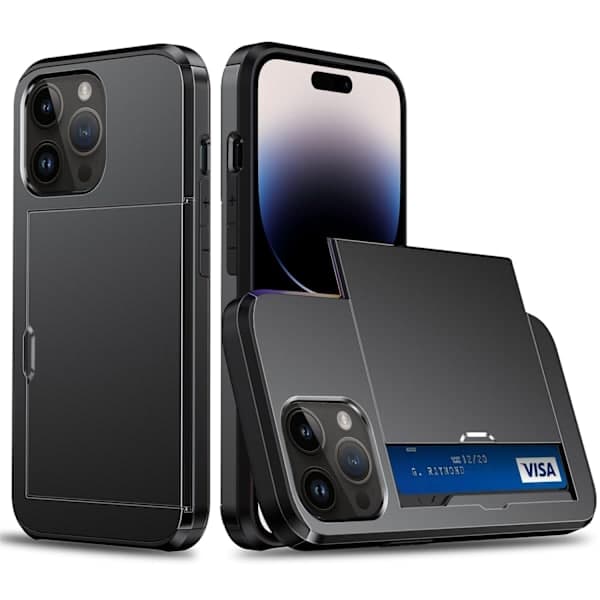 iPhone 16 Deksel med Kortholder Svart