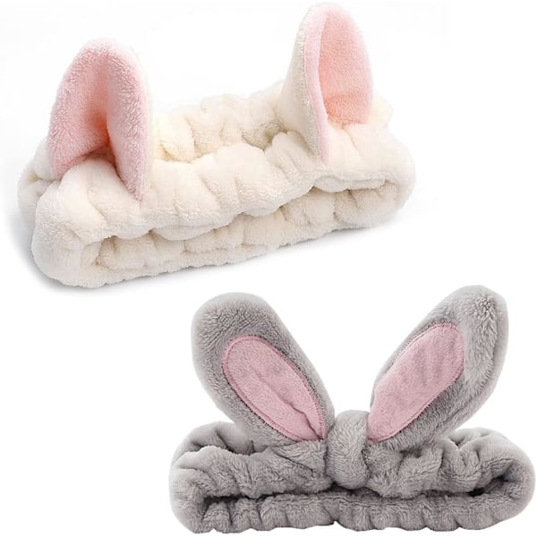 2-pack ansiktsrengöringshuvudband, hårband för smink, spa-huvudband, kosmetiskt huvudband, elastiska korallfleece-hårband, korallfleece-sminkhuvudband