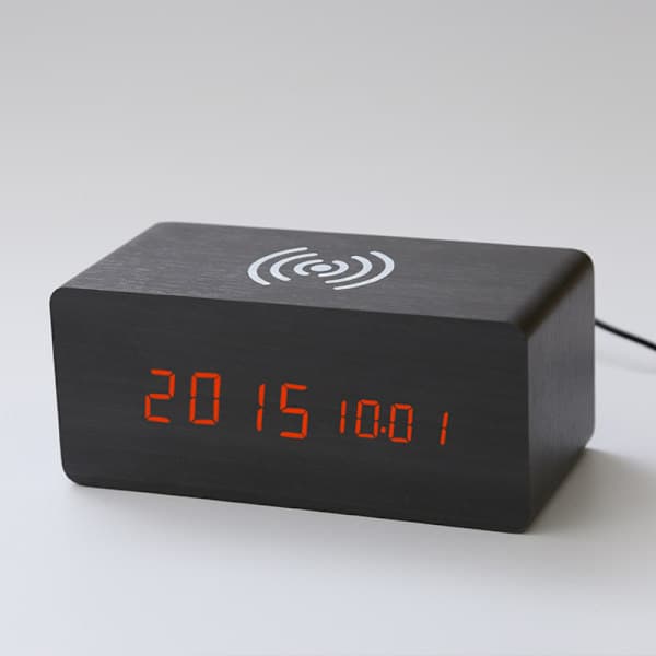 Digital väckarklocka i trä, elektronisk väckarklocka med 3 alarm S