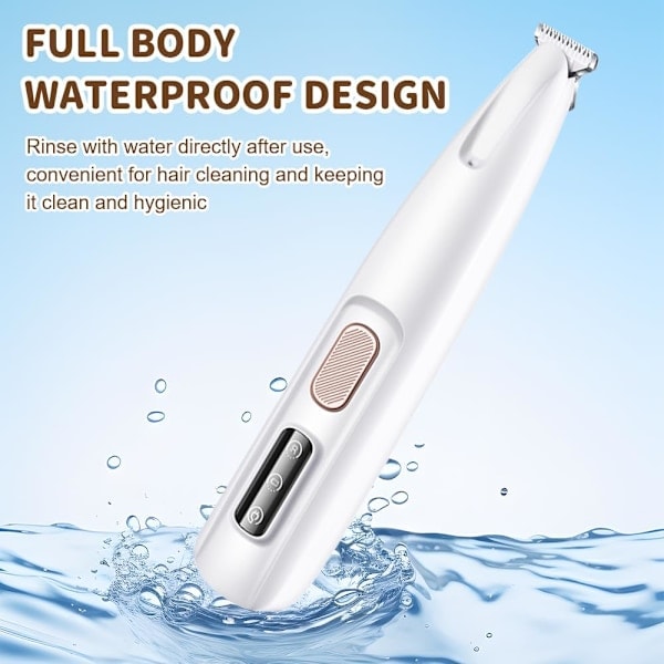 Hundeklipper til hundepoter, lydløs pote trimmer med LED-lys, vandtæt pote shaver, pote trimmer til hunde, katte, poter, øjne, ansigt, krop