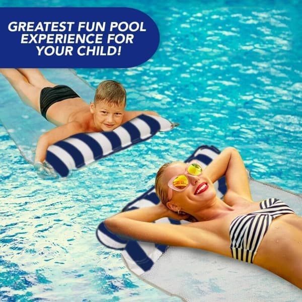 Oppustelig flydende seng vandhængekøje 4 i 1 pool liggestol luftmadras pool oppustelig hængekøje pool til voksne og børn