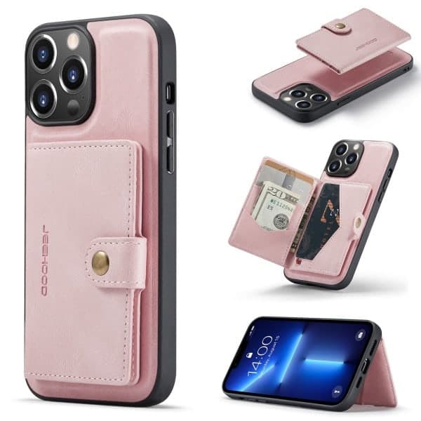 TG iPhone 13 Pro - Praktisk magnetisk etui med kortholder, sort