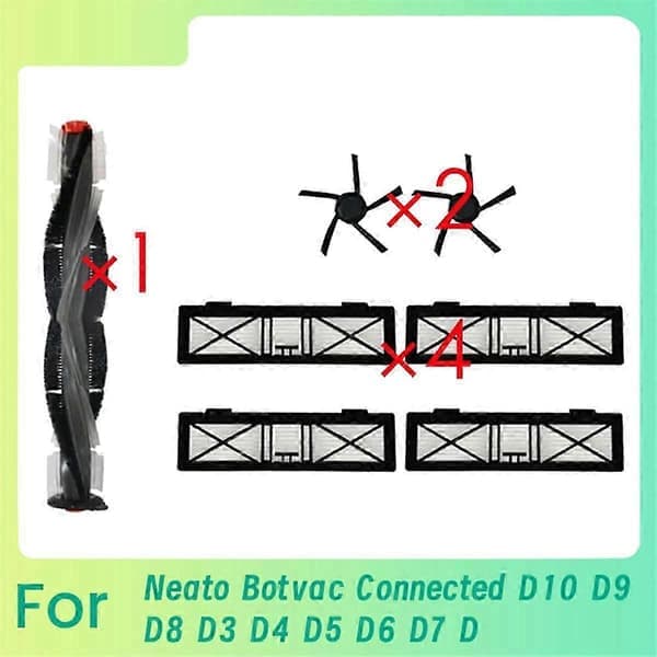 7 stk deler til Neato Botvac Connected D10 D9 D8 D3 D4 D5 D6 D7 D-Series D75 D80 D85 Hoved- og sidebørste