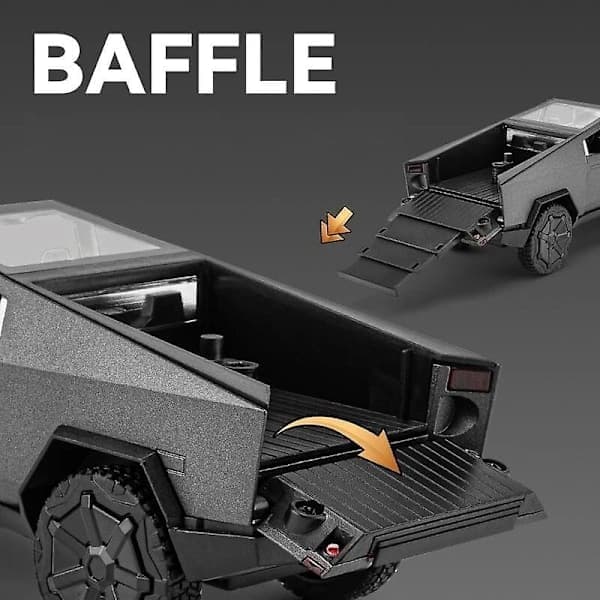 Sej Tesla Cybertruck med Campingvogn Støbt Legetøjsbil Metal Miniature Model Træk-tilbage Lyd og Lys Samling Gave Dreng