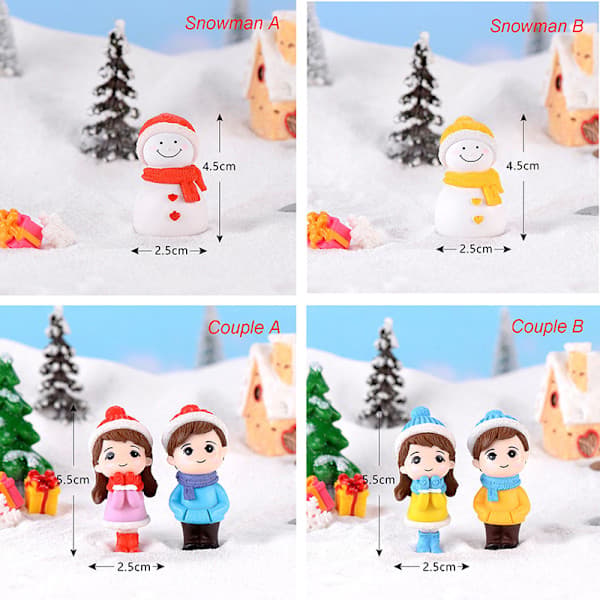 Vinter Par DIY Mini Miniature Figur Snemand Mikro Landskab Multicolor Par B Couple B