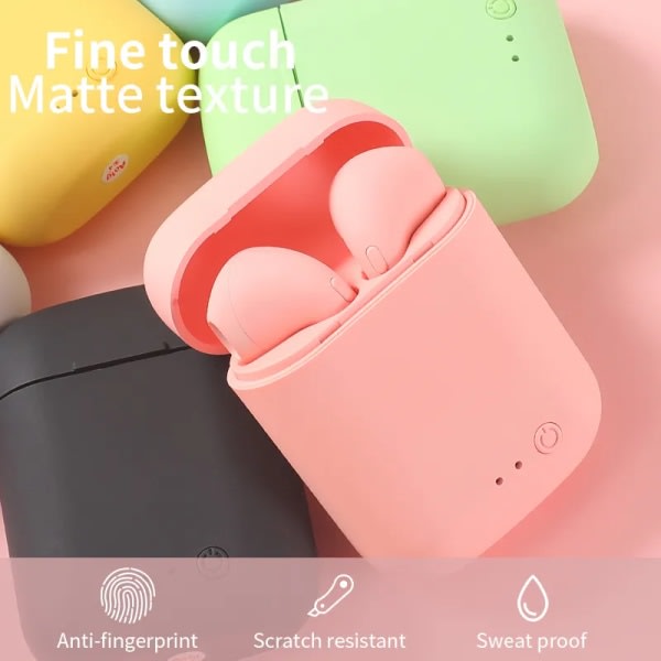 Originale TWS I12 Macaron trådløse Bluetooth-headset Matte Sport Binaurale øretelefoner Trådløse hovedtelefoner Bluetooth-hovedtelefoner Hvid blue 2m